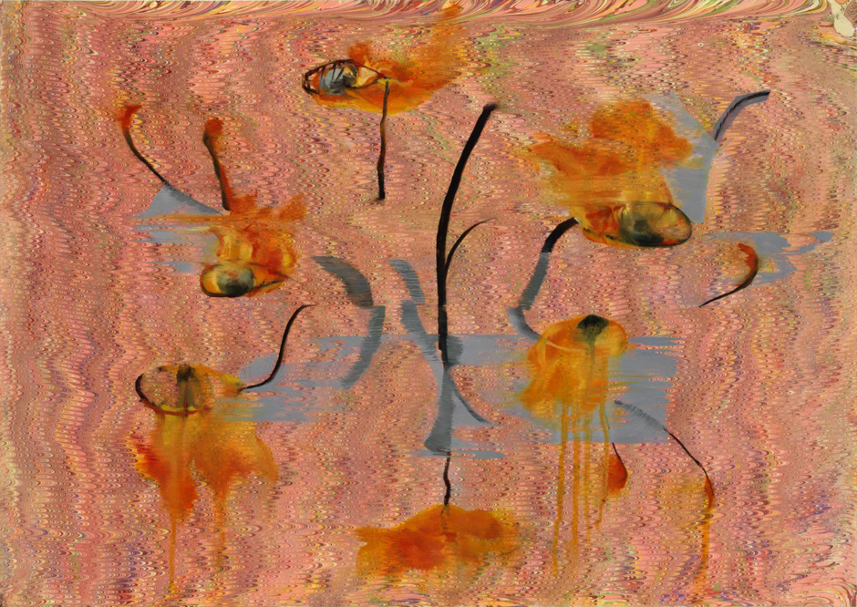 Janice McNab, The Ghost Artist &mdash; How deep is your love?, &lsquo;Eyes on Fire&rsquo; (2021), 44x64cm, oil / acrylic on paper