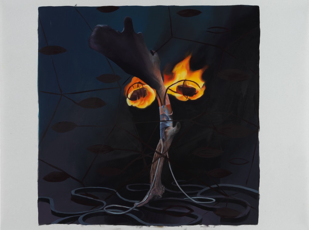 Janice McNab, The Ghost Artist &mdash; D.I.Y., &lsquo;Her Body was Bone, but her Eyes were on Fire&rsquo; (2019), 50x65cm, oil on oil paper