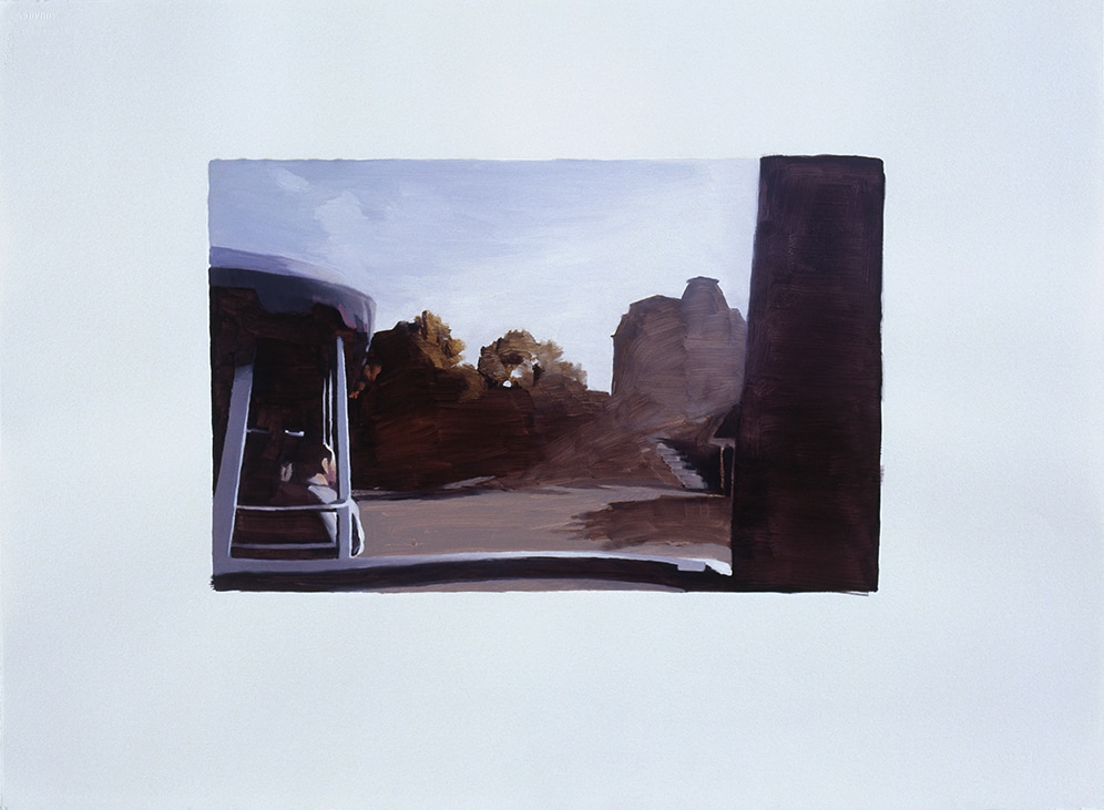 Janice McNab, Curtain and Stage, &lsquo;The Bates Motel Tour&rsquo; (2003), 65x90cm, oil on oil paper