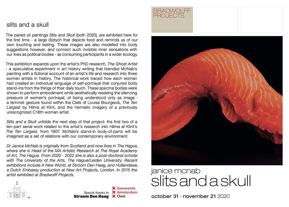 Invitation &lsquo;Slits and Skull&rsquo;, Bradwolff Projects, Amsterdam (2020)