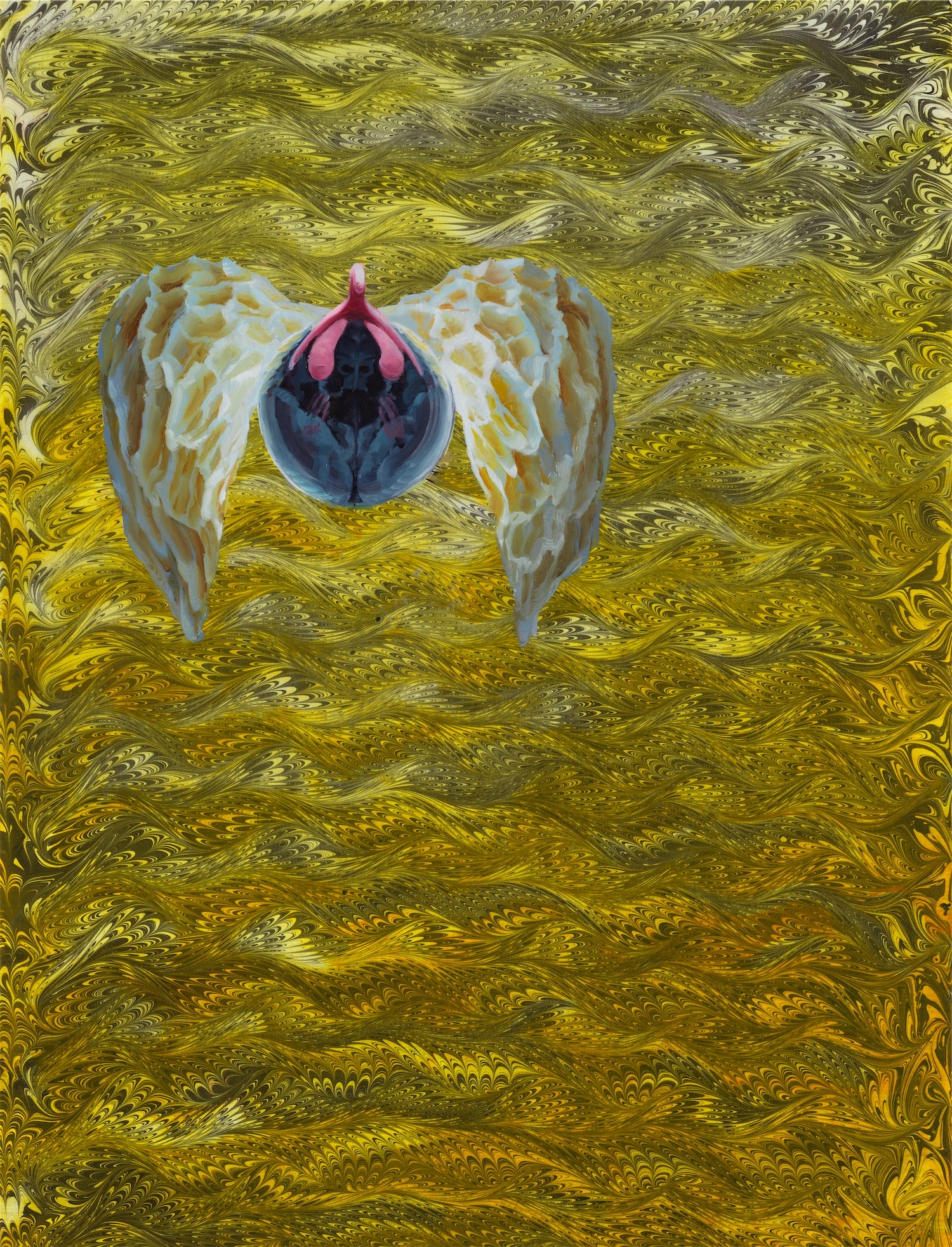 Janice McNab, The Ghost Artist &mdash; The Nub (2022), 54x44cm, oil on acrylic on Ann Muir marbled paper
