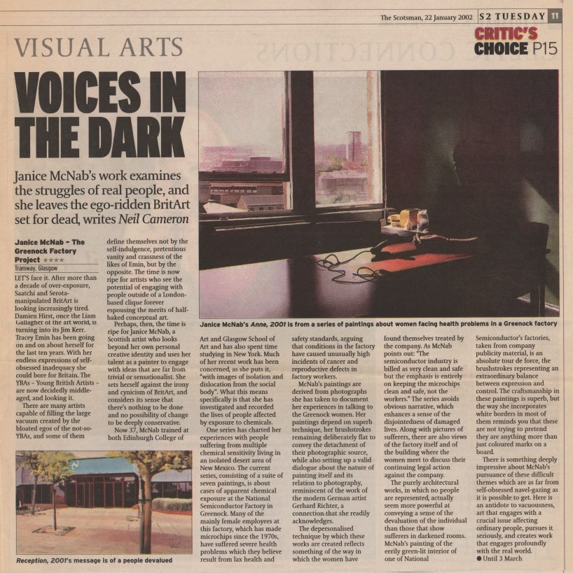 &lsquo;Voices in the dark&rsquo; by Neil Cameron. Review published in &lsquo;The Scotsman&rsquo; (2002).