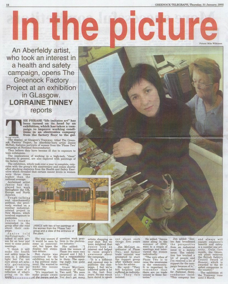 &lsquo;In the picture&rsquo; by Lorraine Tinney. Review published in &lsquo;Greenock Telegraph&rsquo; (2002).