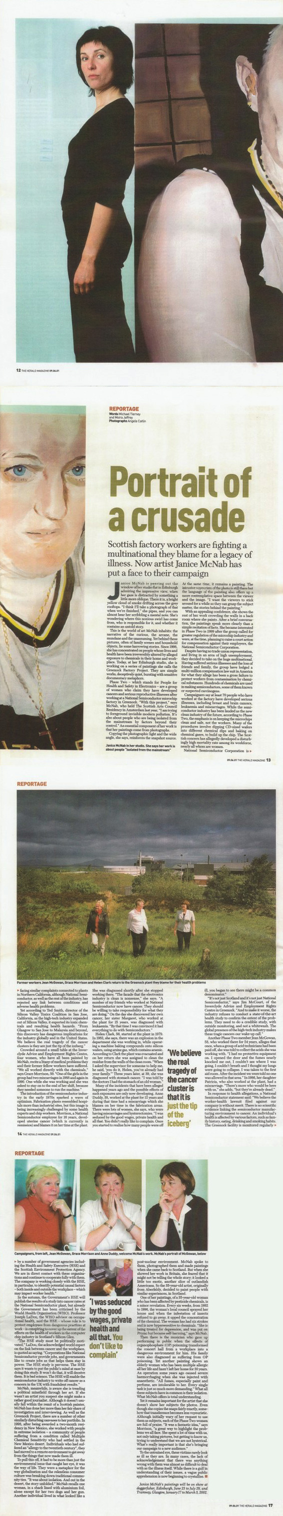 &lsquo;The Isolation Paintings&rsquo; by Michael Tierney and Moira Jeffrey. Profile published in &lsquo;Glasgow Herald&rsquo;, (2001).