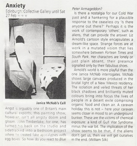 &lsquo;Anxiety&rsquo; by Iain Gale (2005). Review published in &lsquo;The List&rsquo;, (1999).