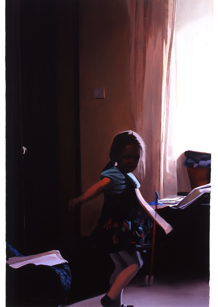 Janice McNab, The Isolation Paintings, &lsquo;Stephanie is too small for her age&rsquo; (2000), 122x90cm, oil on board